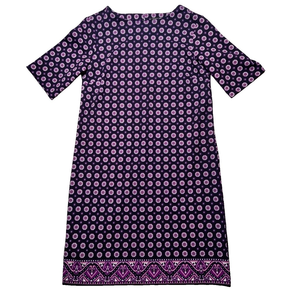 BANANA REPUBLIC Women Size 4 Purple Floral Poly Stretch Shift Dress EUC
